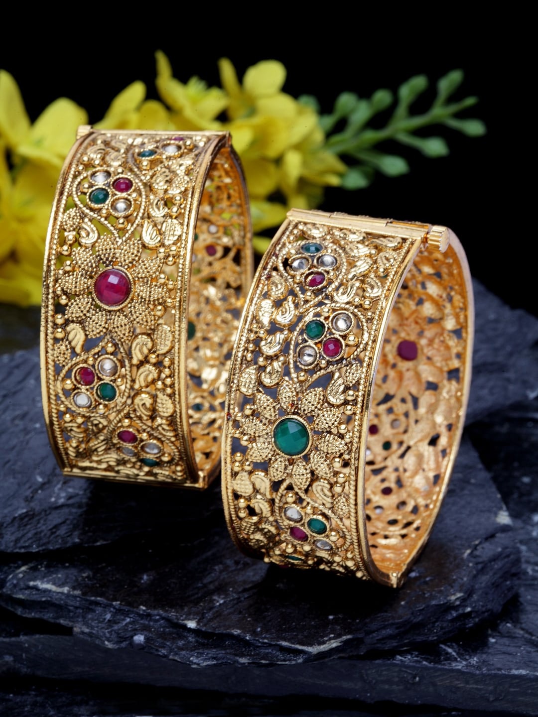 Shining Diva Set Of 2  Antique Bangles