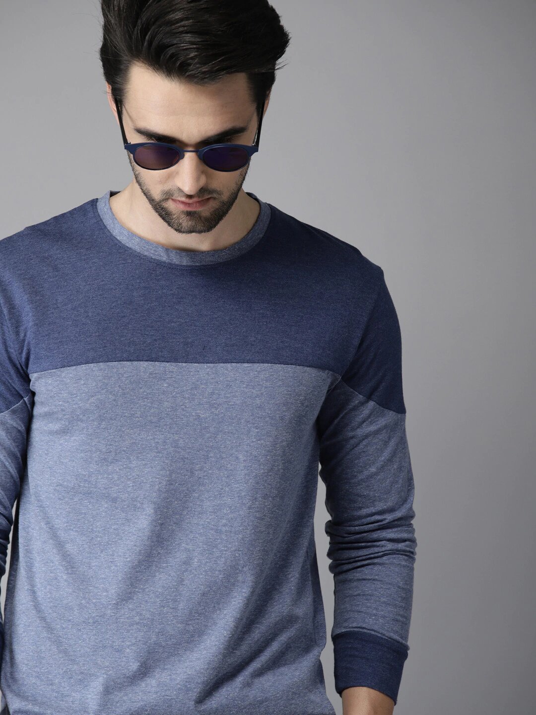 Men Brown Striped Round Neck T-shirt